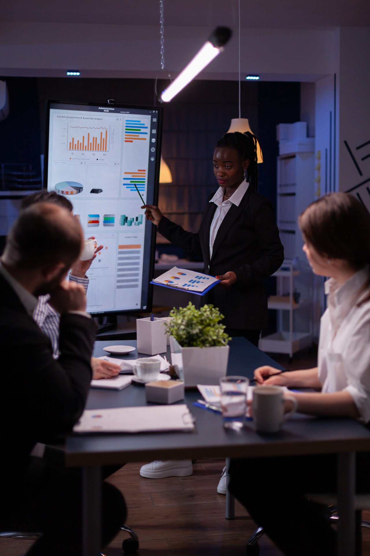 Consultant explaining CRM analytics