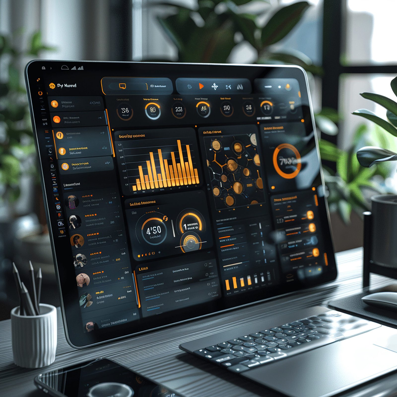 Laptop displaying a Zoho Creator dashboard